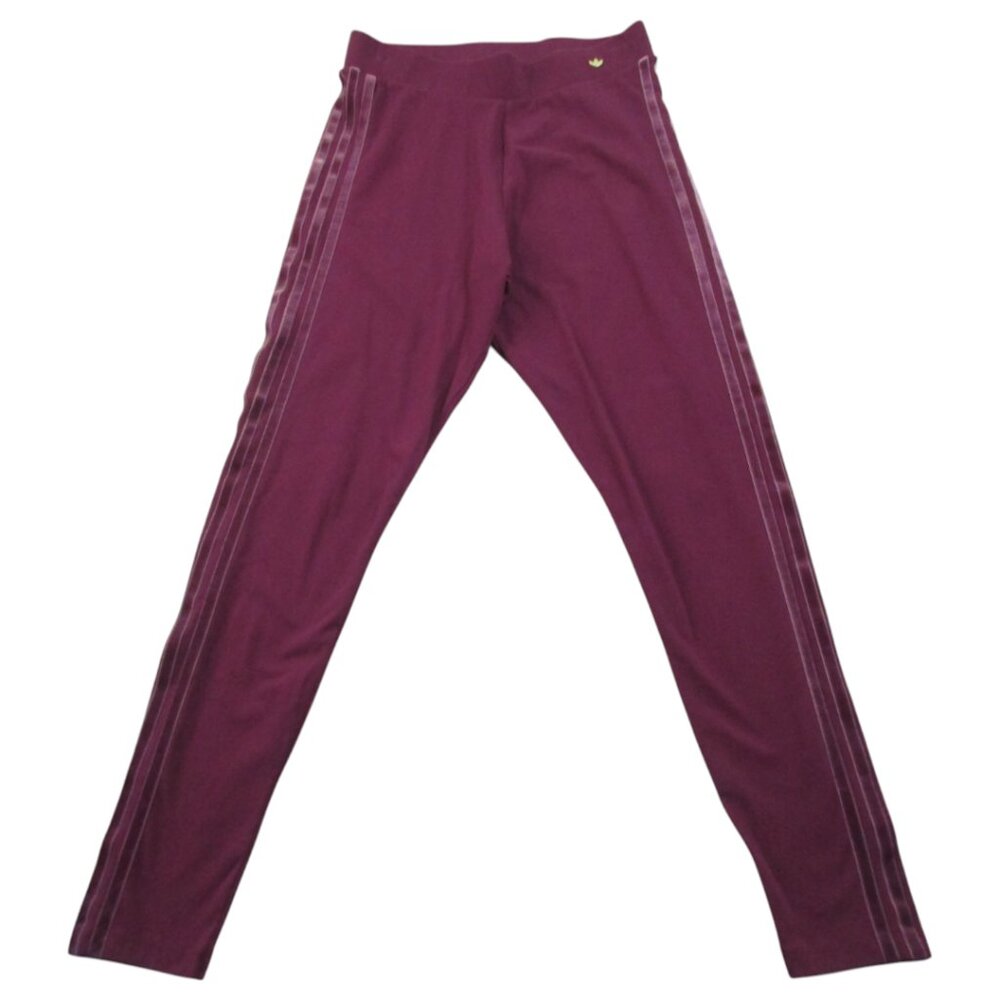 Adidas‎ Original Leggings Womens Medium Burgundy Activewear 3-Stripes High Waist
